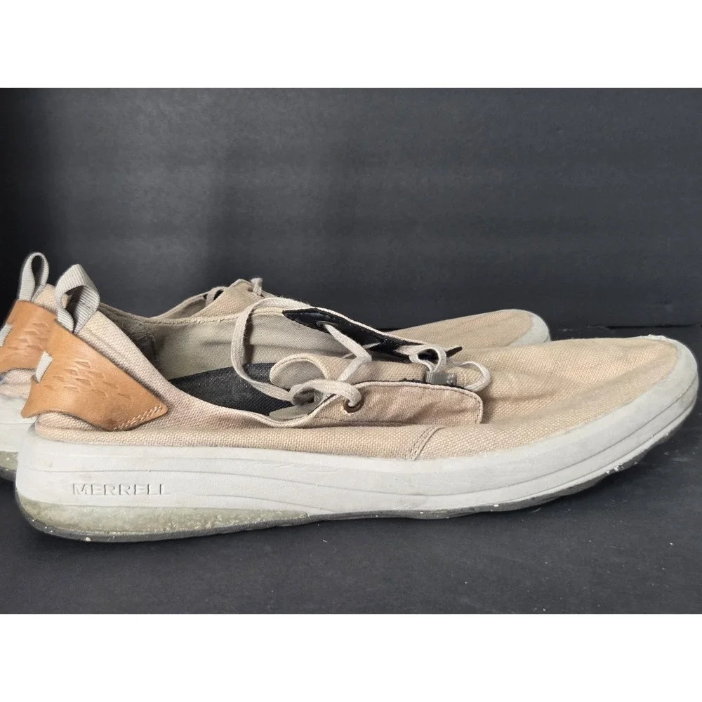 Merrell Gridway Tan Canvas Shoes Lace Up Comfort Flats Sneakers Mens Size 13